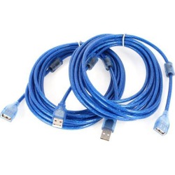Unique Bargains 2 Pcs PVC Cover 16ft USB 2.0 A Male to A Female Extension Cable Blue