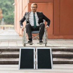 2ft Bi-Fold Wheelchair Ramp Mobility Loading Portable Non-skid Aluminum