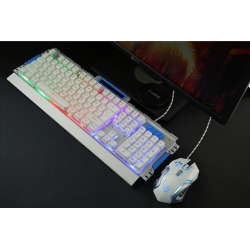 DOBACNER Wired Backlit Keyboard and Mouse Set CL LOL Illuminated Keyboard Metal Game Keyboard Mouse Set