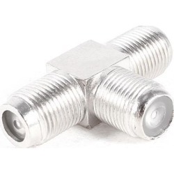 Unique Bargains Silver Tone F Type Female 3 Ways Coaxial Adapter Connector for Antenna Cable