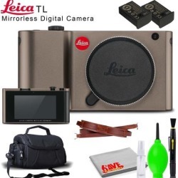 Leica TL Mirrorless Digital Camera (Titanium) with Extra Battery, Carrying Case and Cleaning Kit