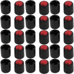 30Pcs 9.8mm Dia 12mm Length Potentiometer Volume Control Rotary Knob Black Red