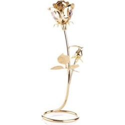 New Matashi CT3185 Beautifully Crafted Rose Table Top Ornament Dipped In 24K Gold Plating Made with Genuine Matashi Crystals