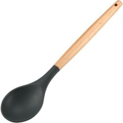 Solid Serving Spoon Kitchen Utensil Silicone Cooking Utensils Wood Handle Gadgets for Nonstick Cookware. Kitchen Accessories, Serving Utensils