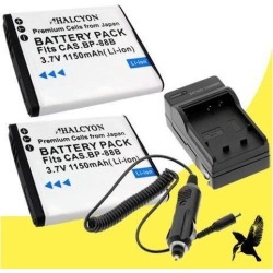 Two Halcyon 1150 mAH Lithium Ion Replacement Battery and Charger Kit for Samsung MV900F Digital Camera and Samsung BP-88B