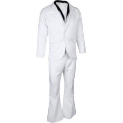 Mens Saturday Night Fever Costume 70s White Suit Hippie Dancer Fancy Dress M