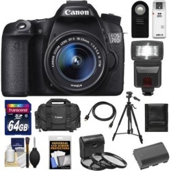 Canon EOS 70D Digital SLR Camera & EF-S 18-55mm IS STM Lens with 64GB Card + Battery + Case + 3 UV/CPL/ND8 Filters + Flash + Tripod + Accessory Kit