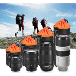 Neoprene Pouch DSLR Camera Lens Protective Bag Thicken Waterproof Soft Case Bag Drawstring Locking Camera Lens Bag Case black & orange L