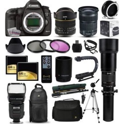 Canon EOS 5D Mark 3 DSLR SLR Digital Camera + 6.5mm Fisheye + 24-105mm STM + 650-2600mm Lens + Filters + 128GB Memory + Action Stabilizer + i-TTL