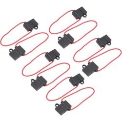 10pcs 12-24V Black Rubber H-Shape Cap Wired Inline Blade Fuse Holder for Car
