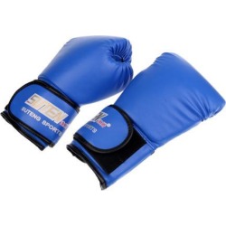1 Pair PU Leather Boxing Gloves MMA Muay Thai Punching Bag Training Blue