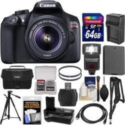 Canon EOS Rebel T6 Wi-Fi Digital SLR Camera & EF-S 18-55mm IS II Lens with 64GB Card + Case + Flash + Battery & Charger + Grip + Tripod + Kit