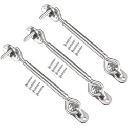5.9' Cabin Hook Eye Latch Gate Door Swivel Window Door Hook Stainless Steel with Mounting Screws 3pcs