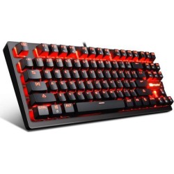 MK1 PC Mechanical Gaming Keyboards - Red LED Backlit Mechanical Keyboard - USB Mechanical Computer Keyboard Wired Blue Switches for MAC/PC.