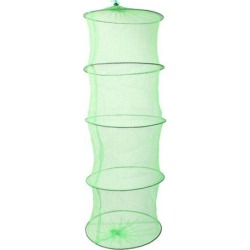 Unique Bargains 3ft Nylon Metal 4 Sections Portable Fishing Landing Net Fish Angler Mesh Keepnet Crawfish Shrimp Green