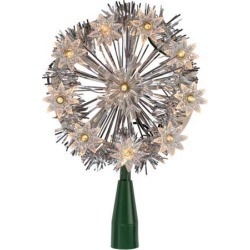 10' Lighted Silver Snowflake Christmas Tree Topper- Clear Lights