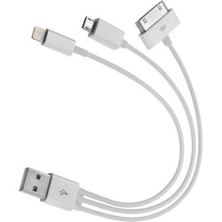 4XEM 4XUSBMUSB830PIN Black USB To Apple 30-Pin/Lightning/Micro USB Cable For iPhone/iPod/iPad/Galaxy
