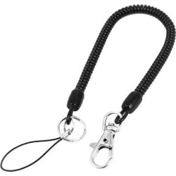 Unique Bargains Lobster Hook Safety Spring Elastic Coiled Cord Keyring Key Chain Strap Rope 27cm