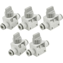 Unique Bargains 5 Pcs 6mm Tube Push in to Connect Pneumatic Fitting 2 Way Hand Valves
