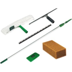 Unger PWK00 Pro Window Cleaning Kit w/8-ft. Pole, Scrubber, Squeegee, Scraper, Sponge