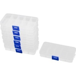 Unique Bargains Clear Blue Plastic 10 Sections Jewelry Screws Pills Holder Storage Box 7pcs