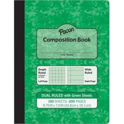 Pacon MMK37162 Dual Ruled Composition Book - Green