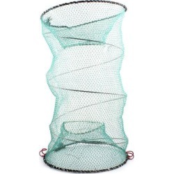 Unique Bargains 0.5 x 0.3 Nylon Metal Portable Fishing Landing Net Fish Angler Mesh Keepnet Crawfish Shrimp Green