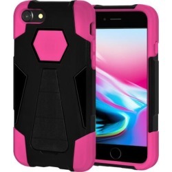 Amzer Dual Layer Hybrid KickStand Case - Black/ Hot Pink for iPhone 8
