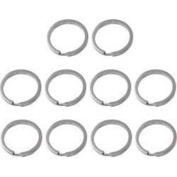 Unique Bargains 30mm Silver Tone Metal Flat Split Ring Keyrings Key Chain 10 Pcs