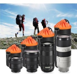 Neoprene Pouch DSLR Camera Lens Protective Bag Thicken Waterproof Soft Case Bag Drawstring Locking Camera Lens Bag Case black & orange M