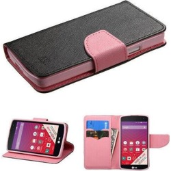 For LG TRIBUTE LS660 Black Pattern/Pink Liner MyJacket Wallet Slots