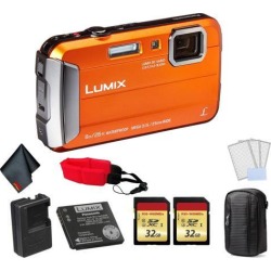 Panasonic Lumix Waterproof Digital Camera (Orange) - Bundle with 32GB Memory card + Floating Wrist Strap + LCD Screen Protectors and MORE
