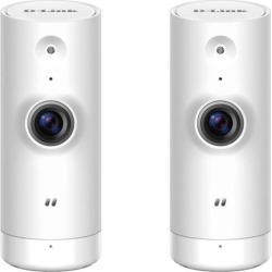 D-Link Mini HD Wi-Fi Camera 2-Pack - Cloud Recording - Night Vision - Works with Google Assistant - Casting - Streaming - Indoor - White