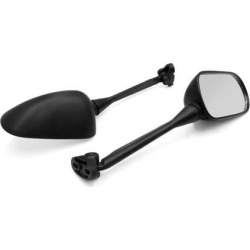 Pair Black Metal Handle Oval Shaped Universal Motorcycle Rear View Mirror