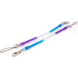 Unique Bargains 2 Pcs Lobster Clasp Stretchy Spiral Coiled Strap Lanyard Keyring Tri-color