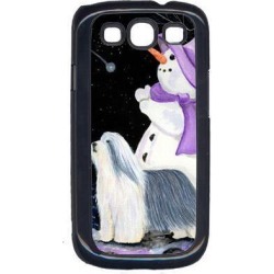 Snowman with Bearded Collie Cell Phone Cover GALAXY S111