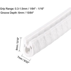 Edge Trim U Seal White PVC Plastic U Channel Edge Protector Fits 1/64" - 1/16" Edge 5 Feet Length