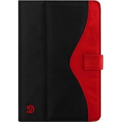 Soho Folding Stand Case Protector w/ built on Hand Strap for 9" to 10" Tablets Devices (Black / Red)
