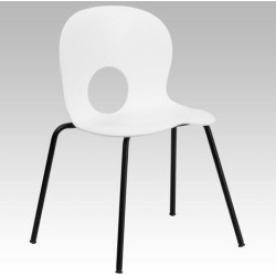 HERCULES Series 770 lb. Capacity Designer White Plastic Stack Chair with Black Frame