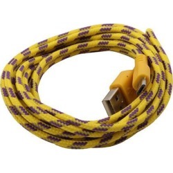 Cellphone Nylon Braided Wire USB 2.0 A Male to Micro B Charger Data Cable Yellow
