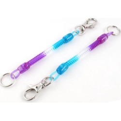Unique Bargains 2 Pcs 6 Length Stretchy Spiral Coiled Strap Lanyard Keyring Tri-color