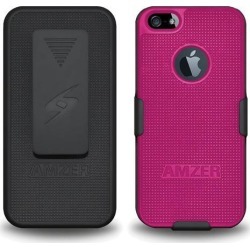AMZER SHELLSTER SHELL CASE BELT CLIP HOLSTER COMBO FOR APPLE iPHONE 5, iPHONE 5S - BLACK/ HOT PINK