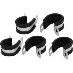 18mm Dia EPDM Rubber Lined P Clips Cable Hose Pipe Clamps Holder 5pcs