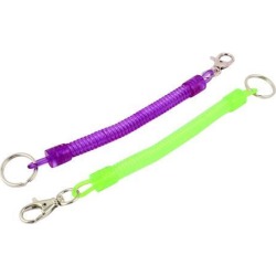 Global Bargains Lobster Clasp Spring Elastic Keyring Key Chain Coil Strap Rope 2pcs