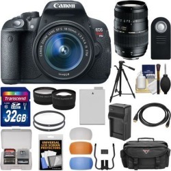 Canon EOS Rebel T5i Digital SLR Camera & EF-S 18-55mm IS STM Lens with 70-300mm Lens + 32GB Card + Case + Battery/Charger + Tripod + Tele/Wide Lens.
