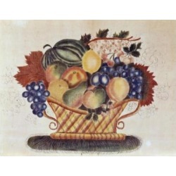 Posterazzi SAL900124789 Fruit-Filled Basket 19th C. Pennsylvania Dutch Artist Unknown Oil on Canvas Poster Print - 18 x 24 in.