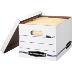 Bankers Box 0006301 EasyLift Storage Box, Letter/Letter, Lift-Off Lid, White/Blue, 12/Carton