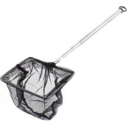 Unique Bargains 2.7" x 2.4" Nylon Telescopic Handle Landing Net Fishing Fish Angler Mesh Silver Tone Black