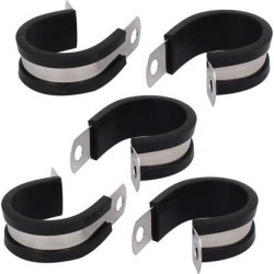 26mm Dia EPDM Rubber Lined P Clips Cable Hose Pipe Clamps Holder 5pcs