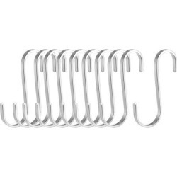 Stainless Steel S Hooks 3.15' Flat S Shaped Hook Hangers for Kitchen Bathroom Bedroom Storage Room Office Outdoor Multiple Uses 10pcs